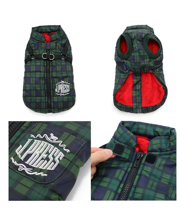 PET PARADISE J.PRESS アウター ハーネスベスト 《チェック柄》 小型犬 緑