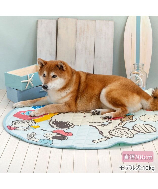 PET PARADISE スヌーピー 冷感柔らかマット 《アイス柄》 丸型 Ｍ ブルー