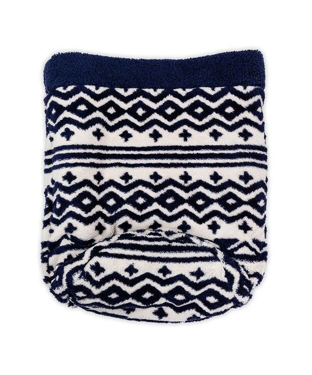 PET PARADISE ペットパラダイス 筒型 寝袋 《カントリー柄》 Ｍ ホワイト×ネイビー