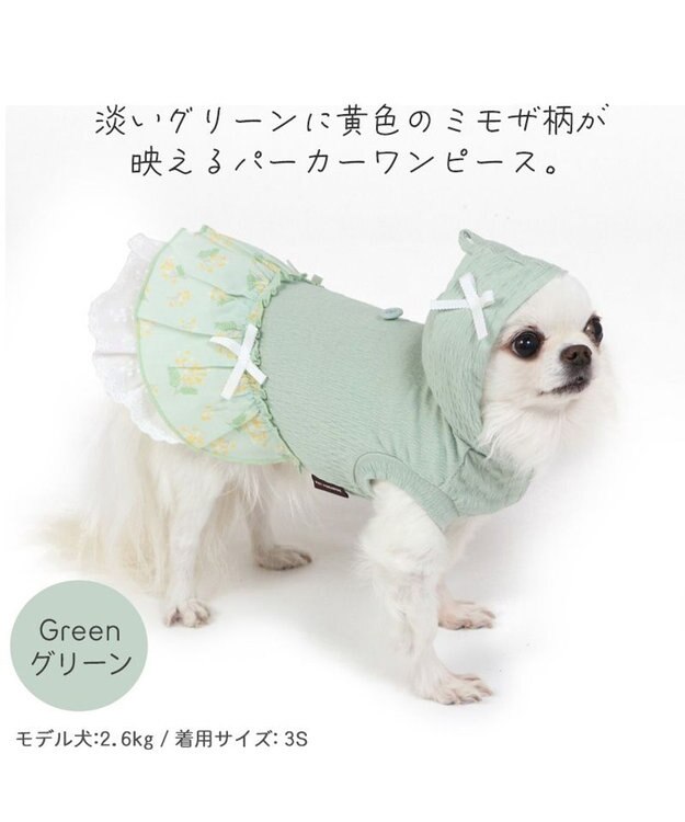 PET PARADISE 犬の服 犬 ワンピース 【小型犬】 ミモザ ホワイト グリーン グリーン