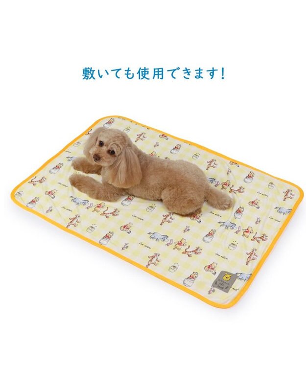 PET PARADISE ディズニー くまのプーさん チェック柄 クールブランケット (90×60cm) 黄