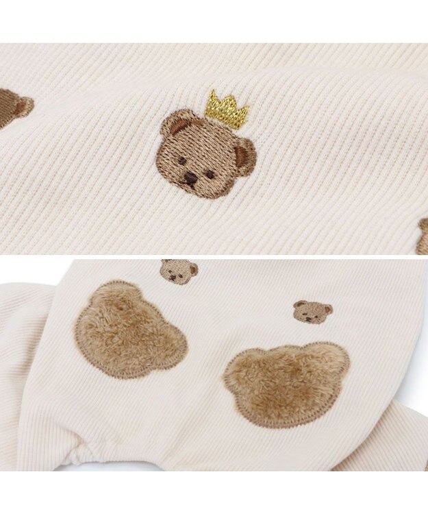 PET PARADISE ペットパラダイス くまちゃん刺繍  プレミアムペティヒート  ロンパース 小型犬 白～オフホワイト