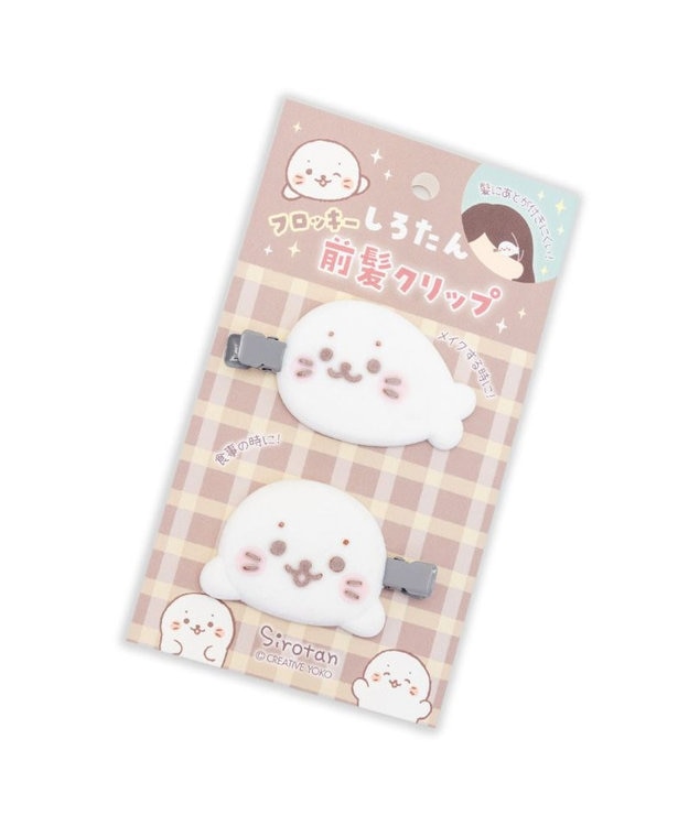 Mother garden しろたん ぷっくりフロッキー 前髪クリップ 2個入り ホワイト