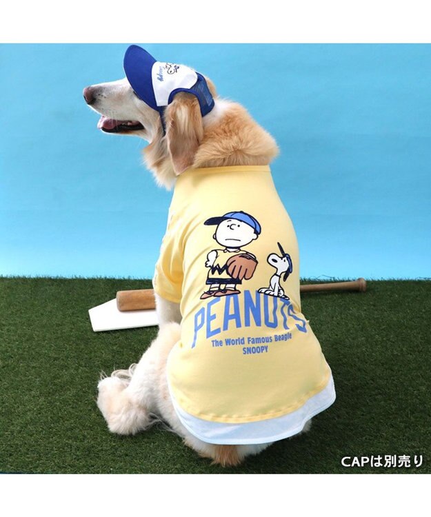 PET PARADISE スヌーピー Tシャツ 《ファインプレー柄》 黄色 中型犬 大型犬 ファインプレー柄