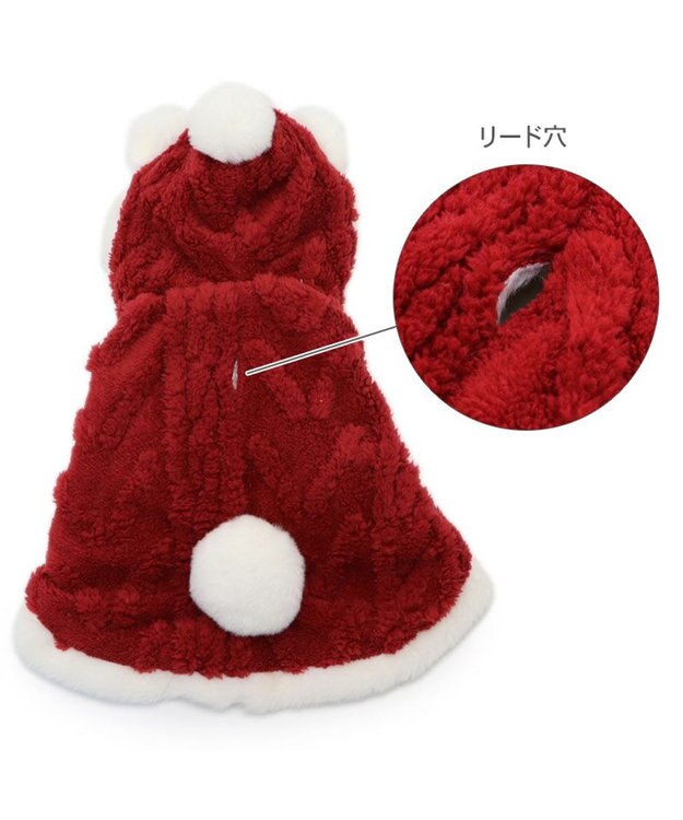 PET PARADISE ペットパラダイス サンタさん くま ポンチョ 小型犬 レッド