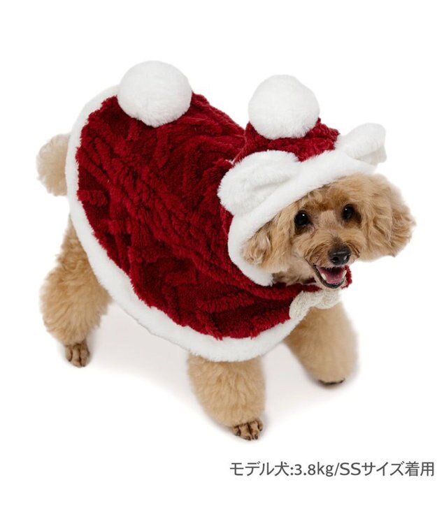PET PARADISE ペットパラダイス サンタさん くま ポンチョ 小型犬 レッド