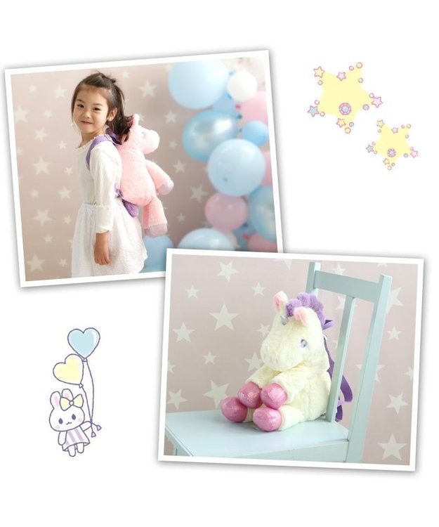 Mother garden マザーガーデン ユニコーン ぬいぐるみ リュック 《クリーム/ピンク》 クリーム