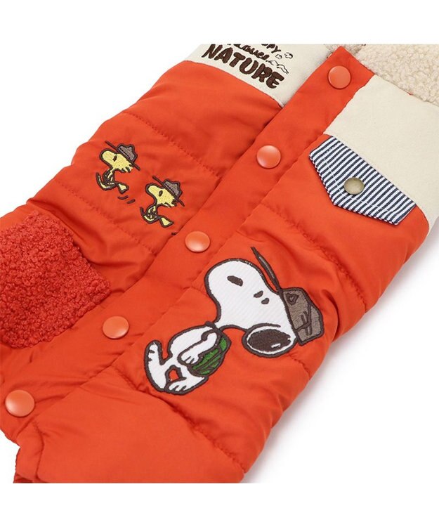 PET PARADISE スヌーピー 遠赤外線 綿入れつなぎ 小型犬 オレンジ