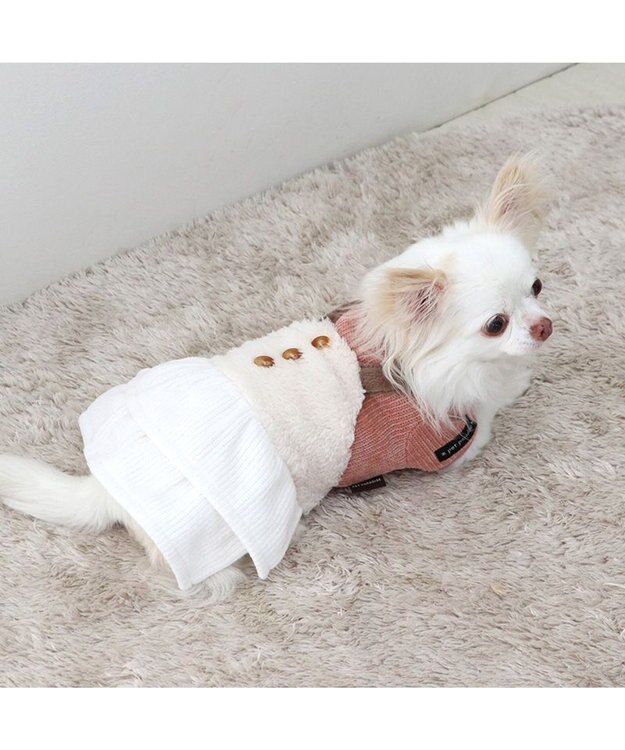 PET PARADISE ペットパラダイス ボア スカートつなぎ 小型犬 赤