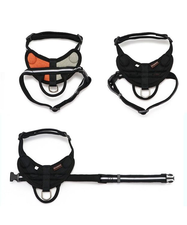 PET PARADISE ヘッドインハーネス 【ＳＳ】 オレンジ / ブルー 【小型犬】 オレンジ×グレー
