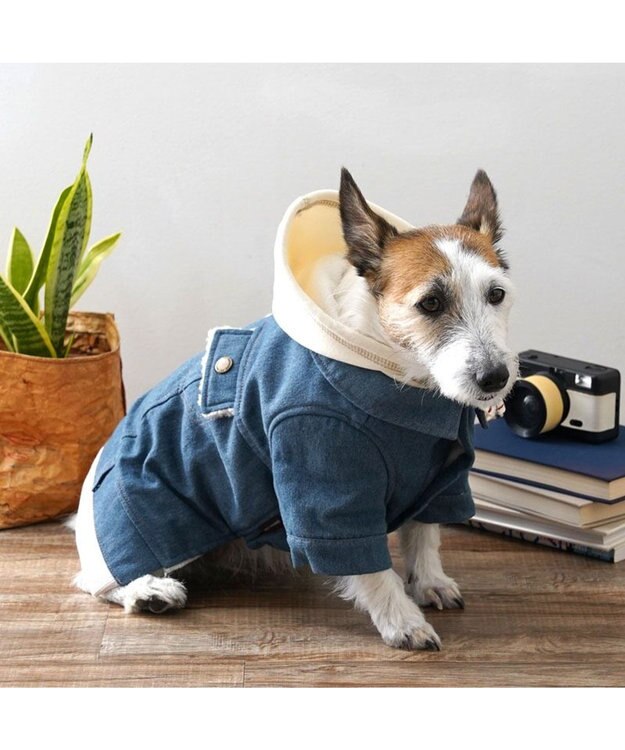 PET PARADISE ペットパラダイス 重ね着風デニムジャケット  小型犬 ネイビー
