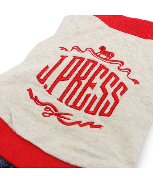 PET PARADISE J.PRESS デニム風 スカートつなぎ 小型犬 ベージュ×レッド