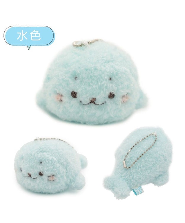 Mother garden しろたん ふわふわキーホルダー 《水色》 単品 ライトブルー