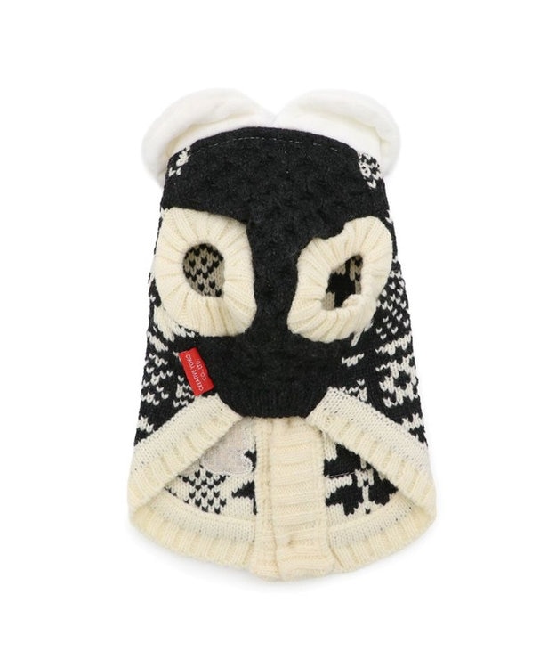 PET PARADISE リサとガスパール 背中開きニット 小型犬 ホワイト×ブラック