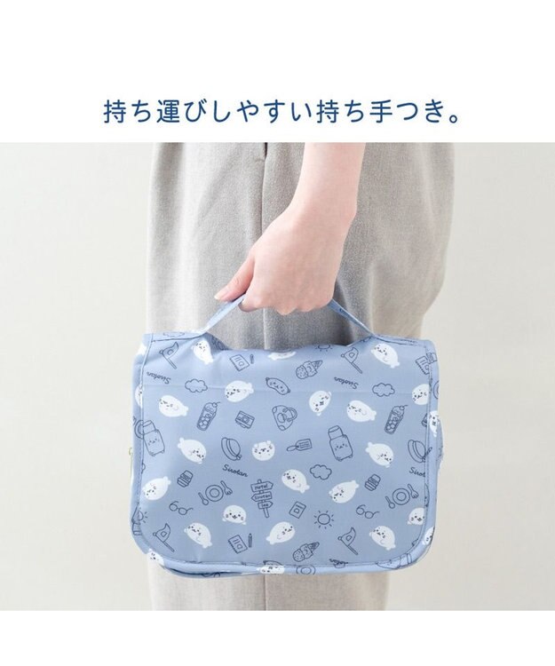 Mother garden しろたん トラベルポーチ 《旅行柄》 ブルー