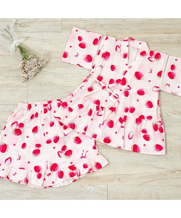 Mother garden 2025 マザーガーデン  野いちご 甚平  《水彩柄》 95～100cm 水彩柄