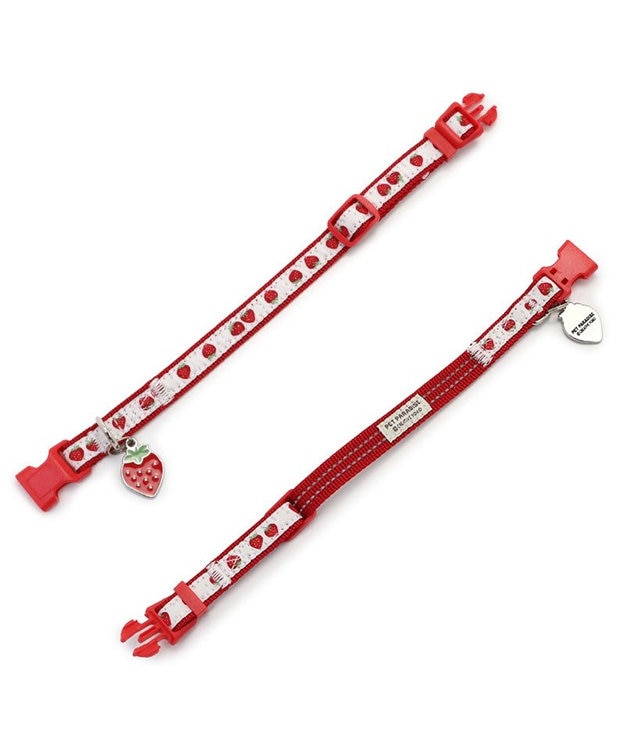 PET PARADISE ペットパラダイス 苺チャーム付き首輪 SS レッド
