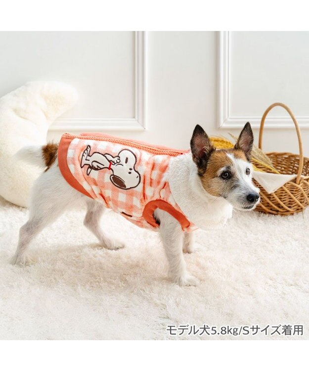 PET PARADISE スヌーピー ボア ジップベスト 《クッキー柄 》 小型犬 オレンジ