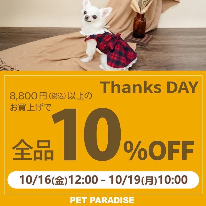 10月16日～期間限定！Thanks day 10%OFF